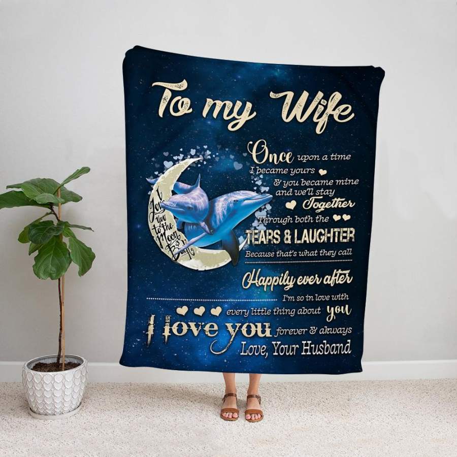 Dolphin to my wife i love you forever and always fleece blanket/ sherpa blanket