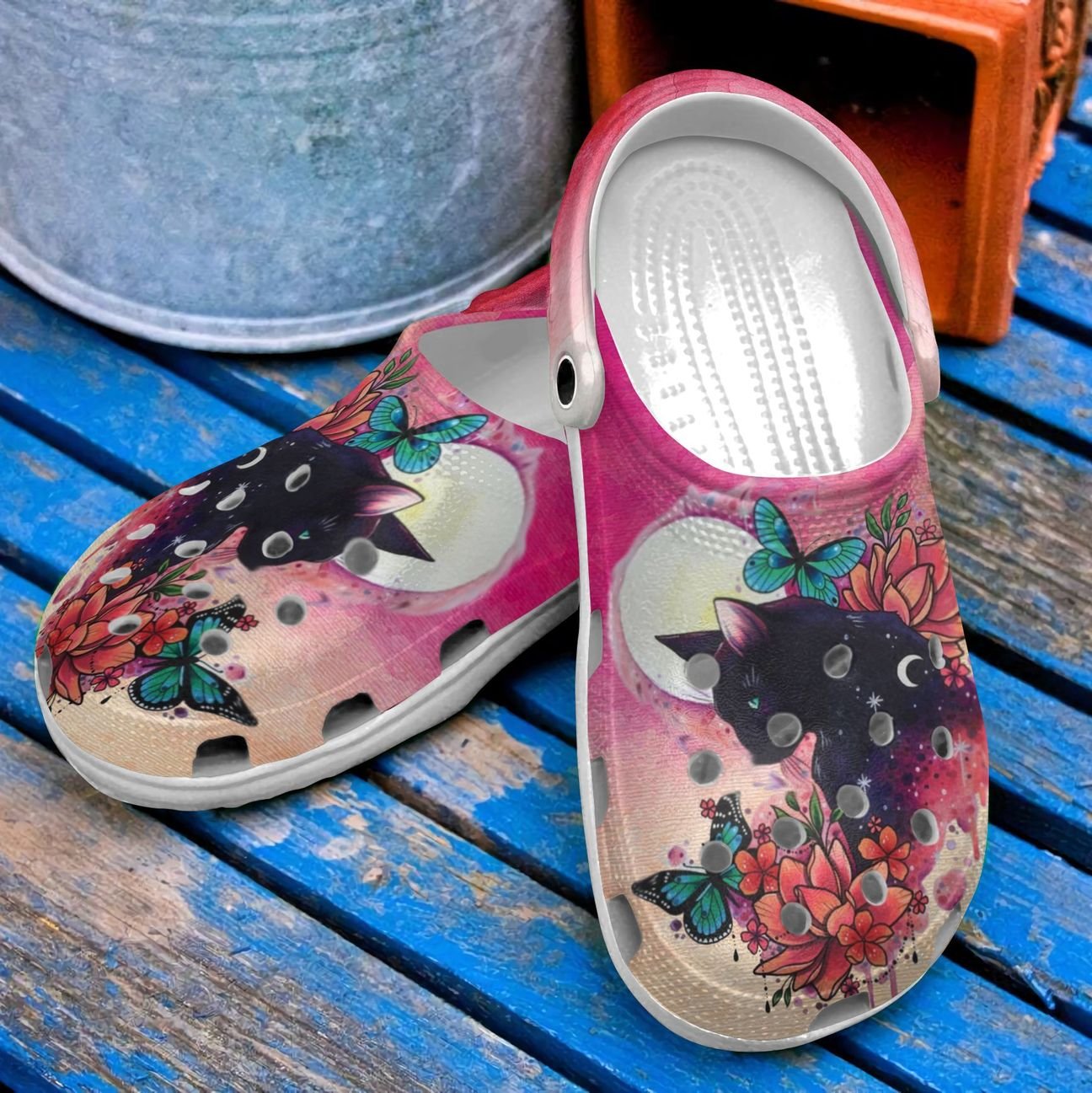 Cat Personalized Clog, Custom Name, Text, Color, Number Fashion Style For Women, Men, Kid, Print 3D Black Cat