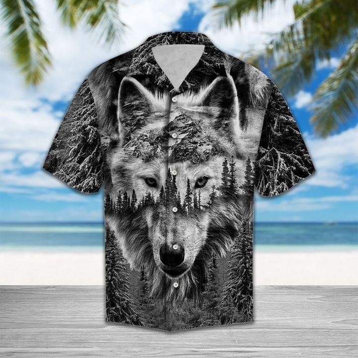 Wolf Mountain Tropical Polyester Hawaii Shirt Ha21619