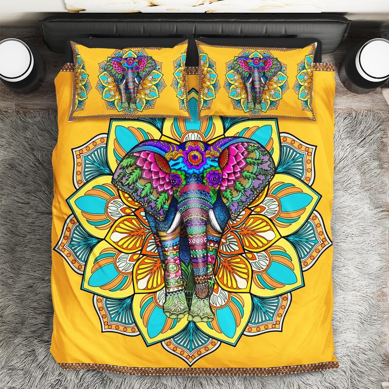 Mandarin Elephant Quilt Bed Set And Pillow Covers