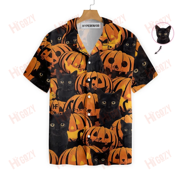 Pumpkin Black Cat Halloween Hawaii Shirt Ha59265