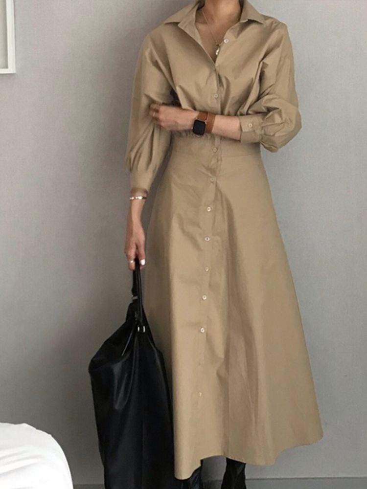 2022 Fashion Female A Line Robe ZANZEA Solid Lapel Vestidos Women Casual Long Sleeve Dresses Elegant Maxi Shirt Dress Oversized alx