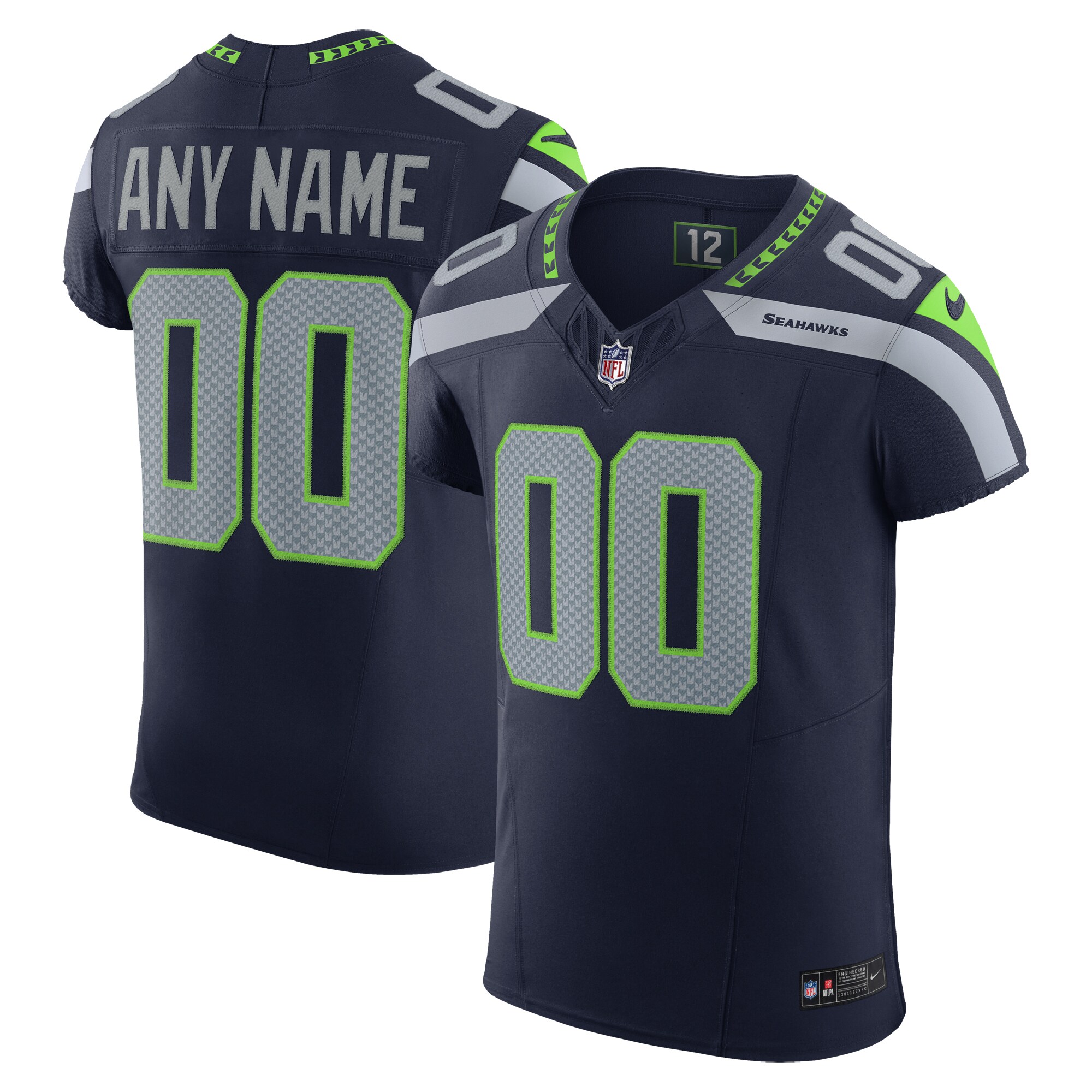 Seattle Seahawks Vapor F.U.S.E. Elite Custom Jersey – College Navy