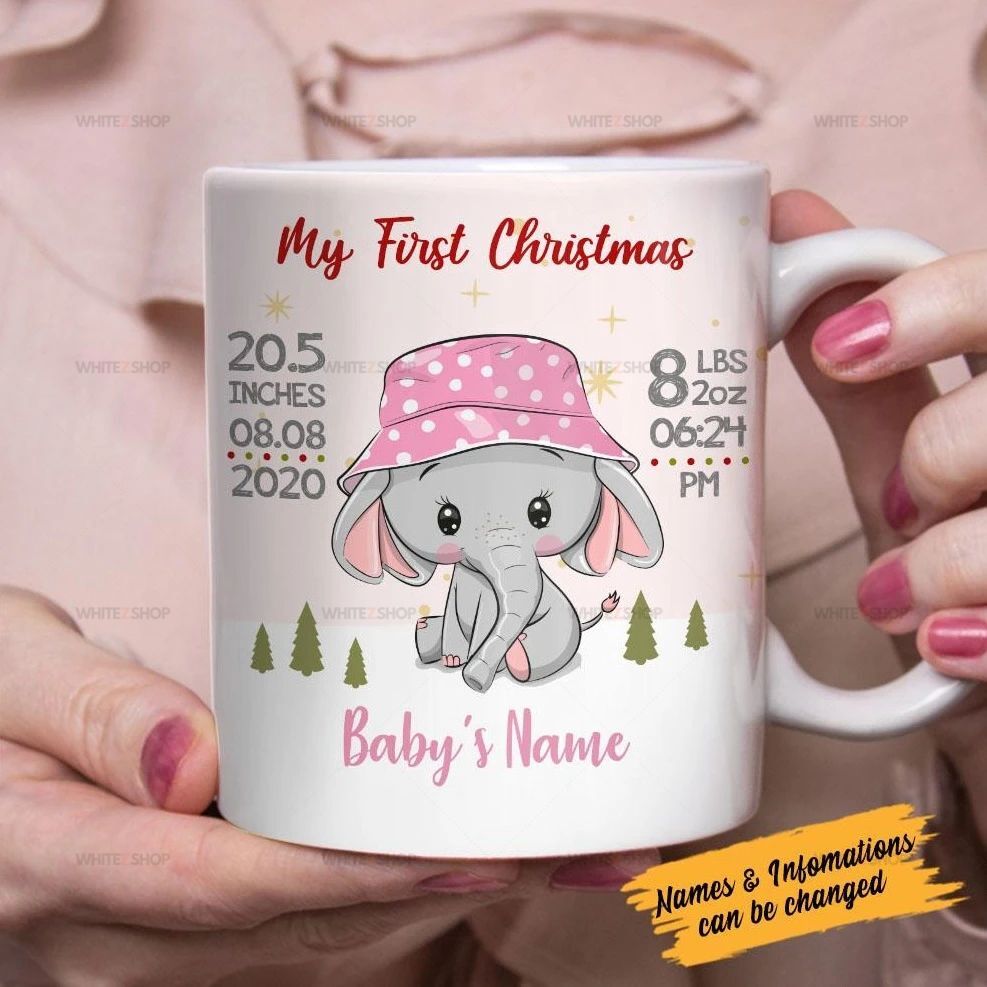 Personalized Elephant Baby First Christmas Mug Ob71 26O58