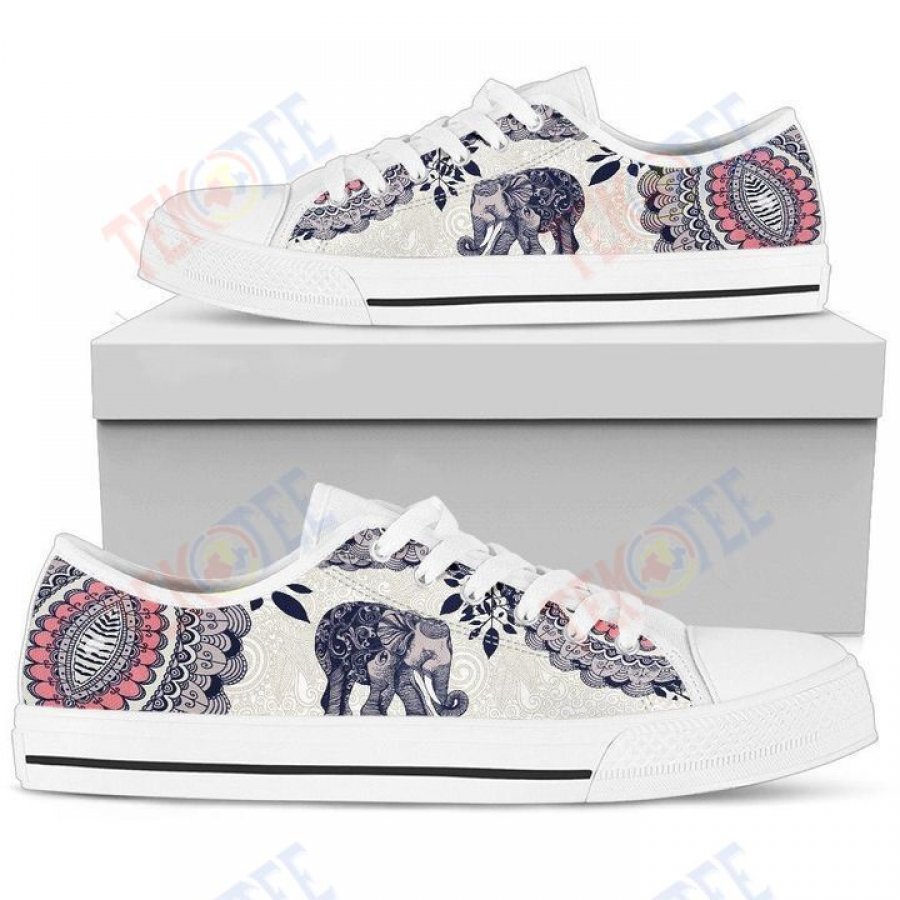 Mens Womens Elephant Shoes Womens Low Top Shoes Custom Print Footwear Converse Sneakers TMT678