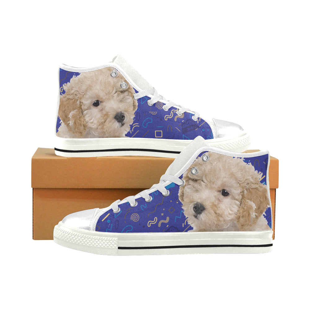 Poochon Dog White High Top Canvas Women’s Shoes/Large Size