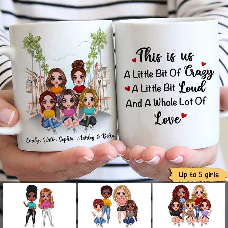 Doll Besties Best Friends Standing Sitting On The Road Personalized Mug