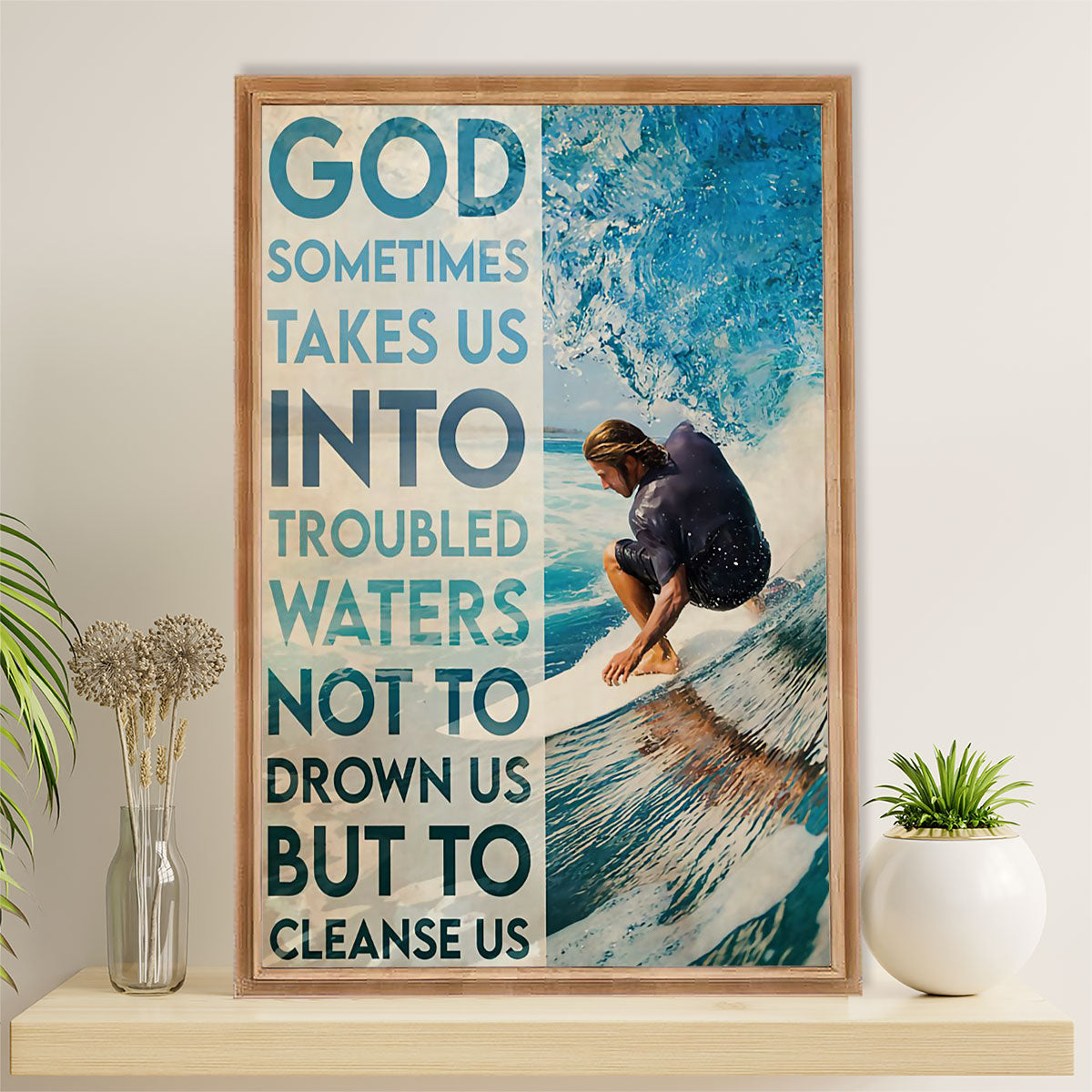 Water Surfing Canvas Wall Art Prints | Troubled Water | Home Décor Gift For Beach Surfer