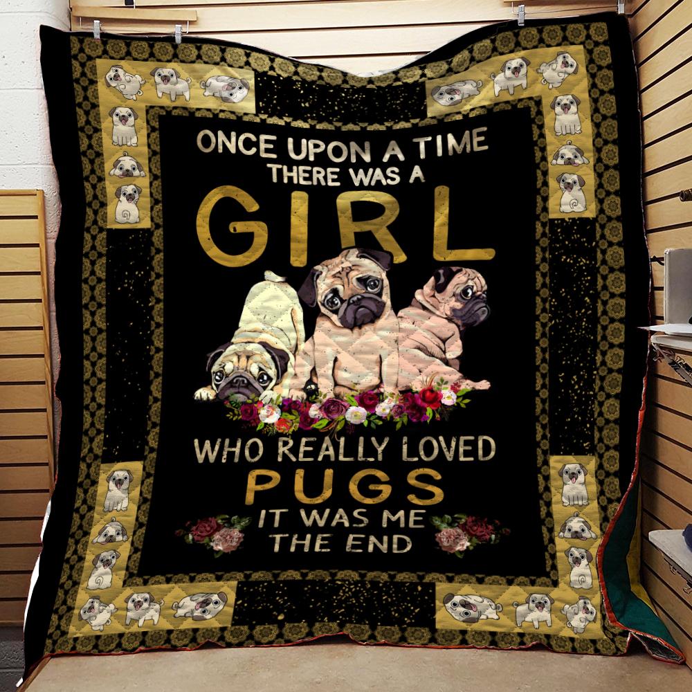 Pug Girl Quilt Blanket