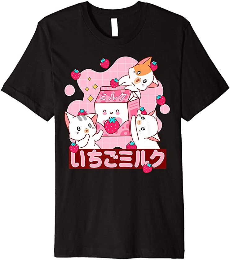 90s Japanese Otaku Stylish Aesthetic Strawberry Milk Premium T-Shirt