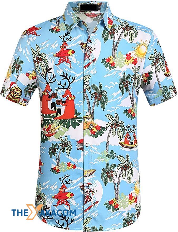 Santa Claus Party Tropical Ugly Christmas Hawaiian Shirt Ha103788