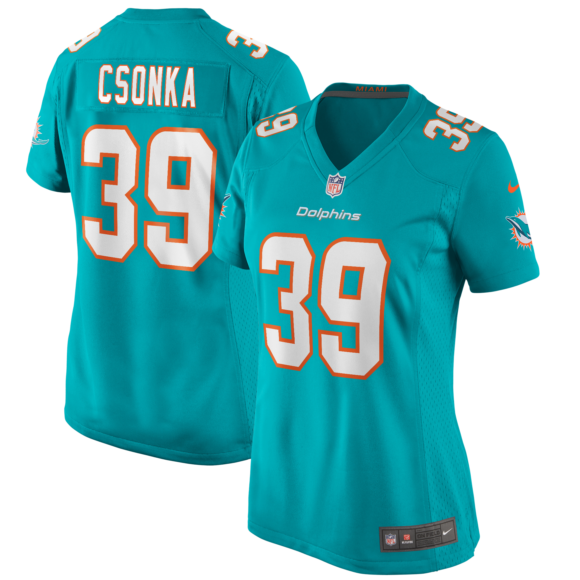 Larry Csonka Miami Dolphins Women's Game Retired Player Jersey – Aqua