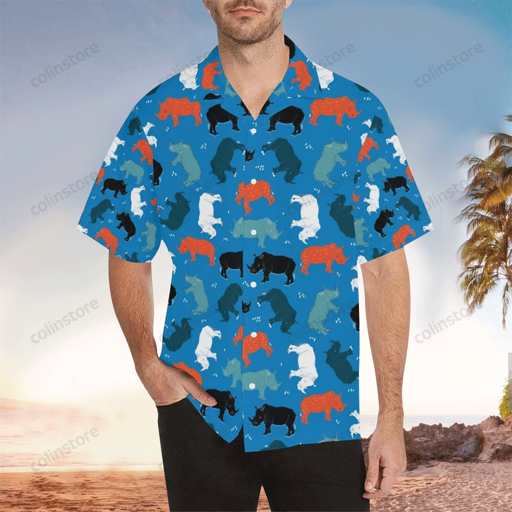 Rhino Hawaii Perfect Gift Ideas For Lover Shirt Aloha Ha72218