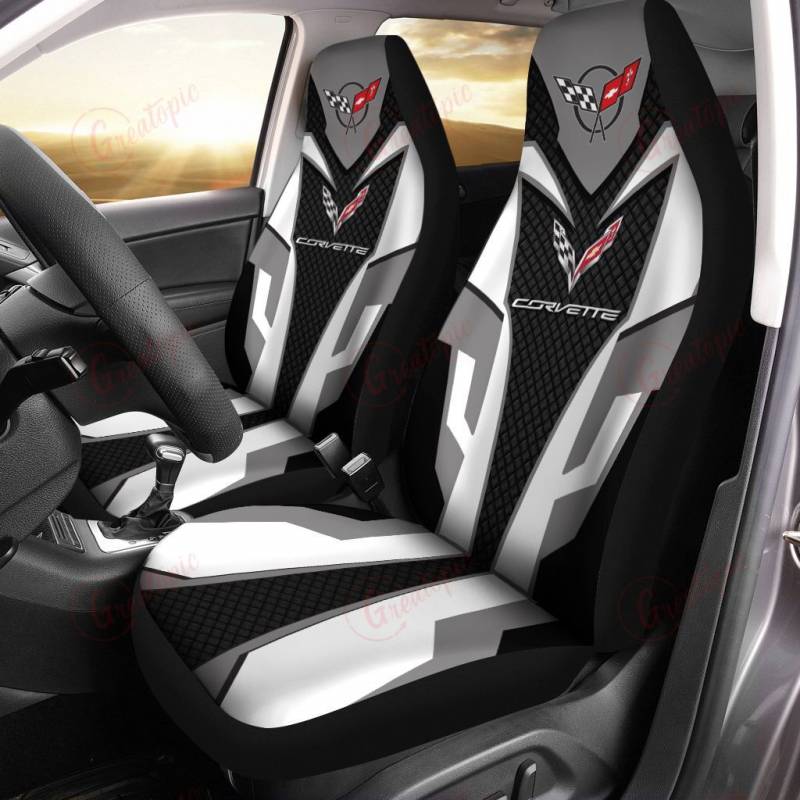 Chevrolet Corvette NTH Car Seat Cover (Set of 2) Ver2 (White)