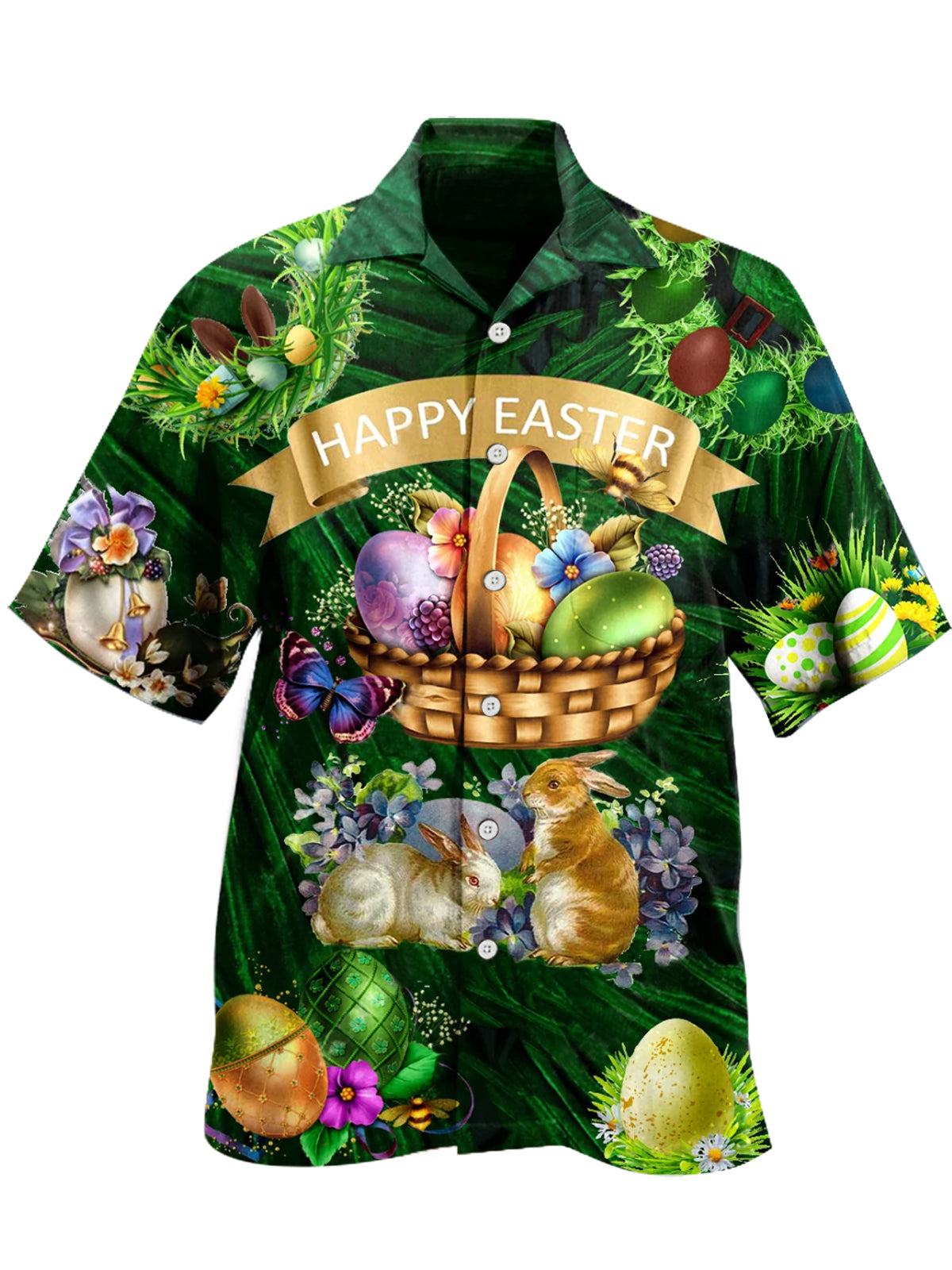 Bunny Print 2022 Easter Shirt, Unisex Print Aloha Short Sleeve Casual Shirt