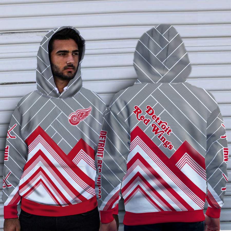 Black Cross Line Detroit Red Wings Hoodie