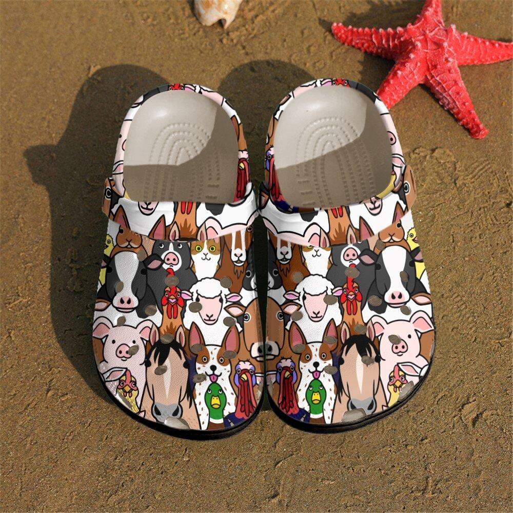 Farmer Personalized Clog, Custom Name, Text, Color, Number Fashion Style For Women, Men, Kid, Print 3D Farm Animals Faces