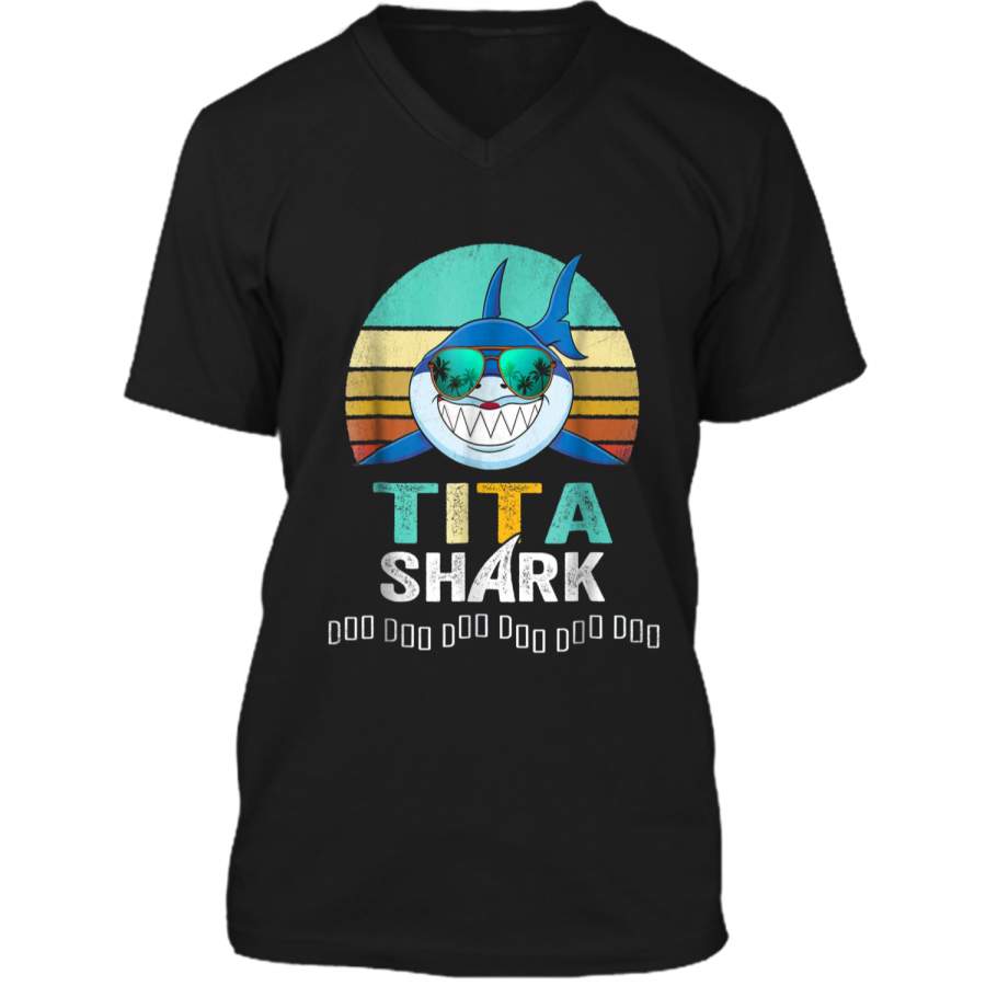 Tita Shark  Mens Printed V-Neck T