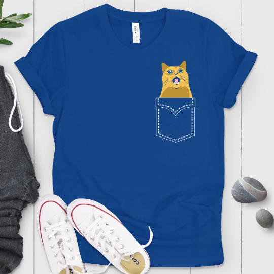 Cute Pet Cat Pocket Shirt