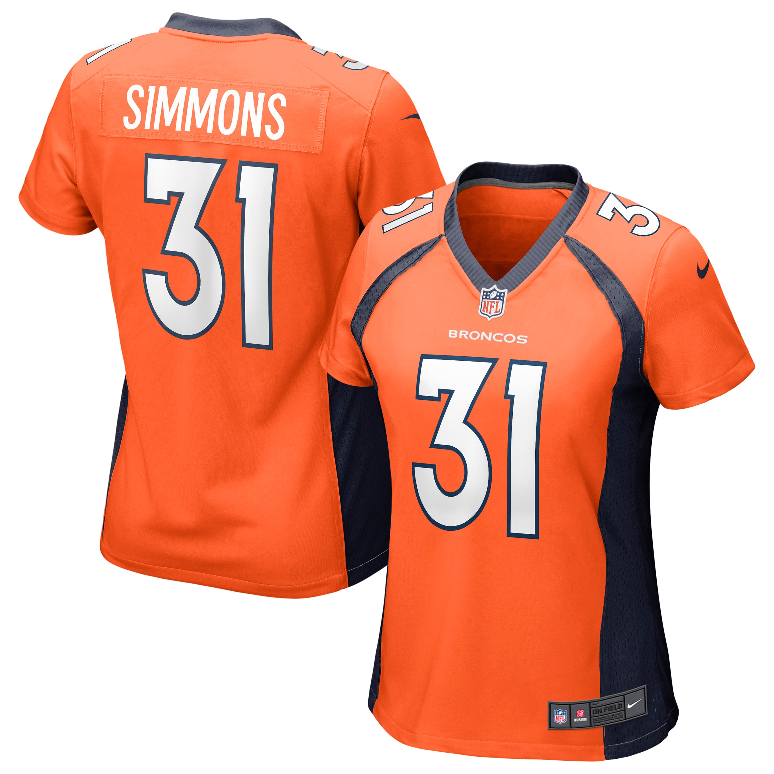 Women’s Denver Broncos Justin Simmons Orange Game Jersey