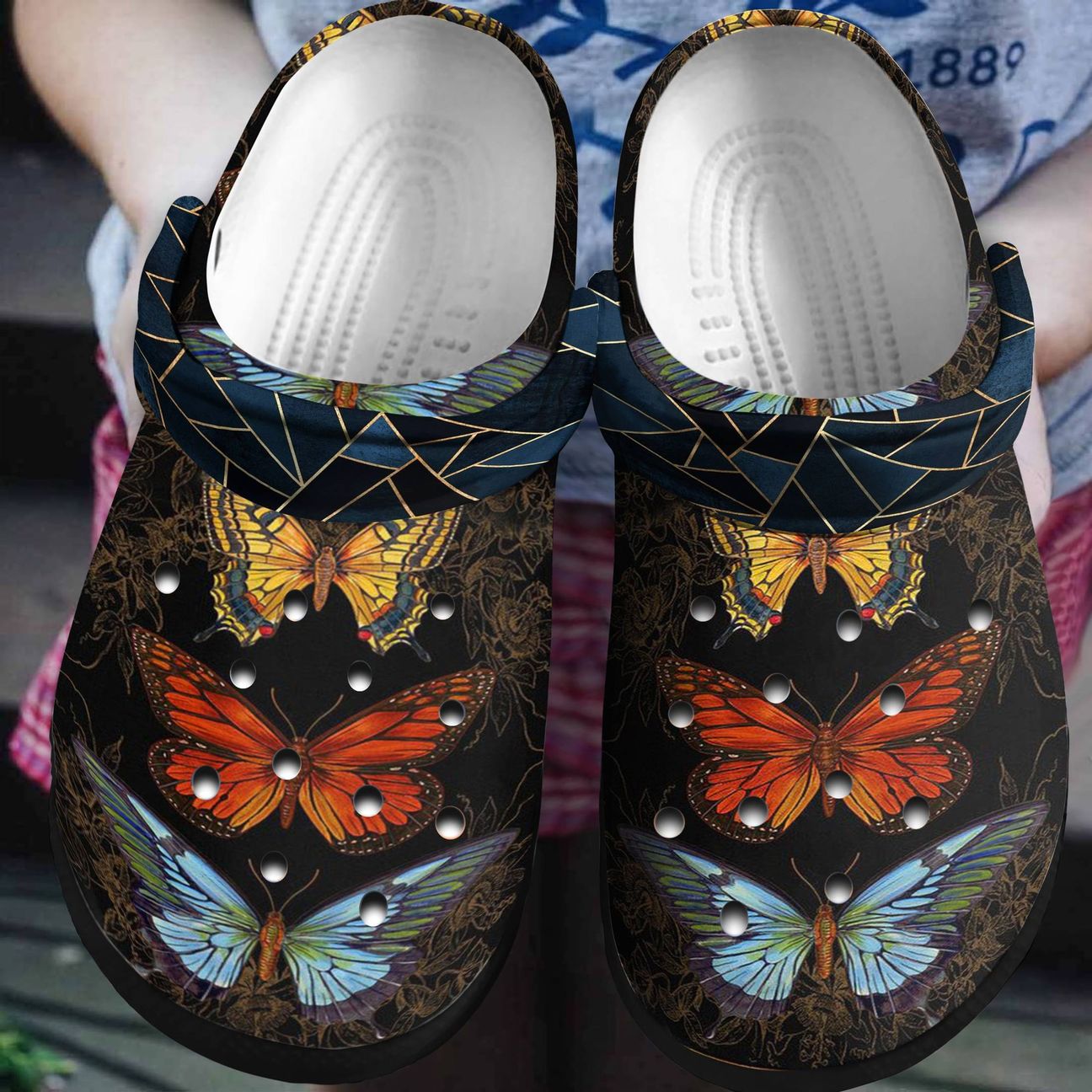 Butterfly Personalized Clog, Custom Name, Text, Color, Number Fashion Style For Women, Men, Kid, Print 3D Royal Butterflies