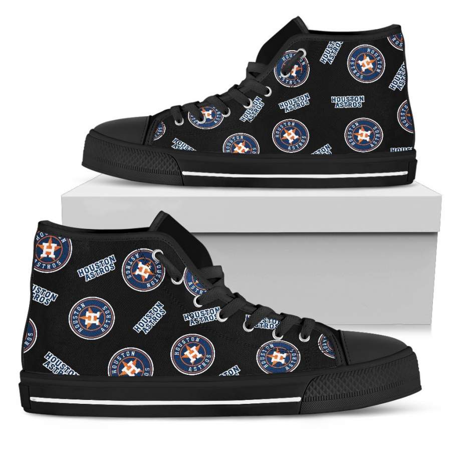 Script Logo Pattern Houston Astros High Top Shoes