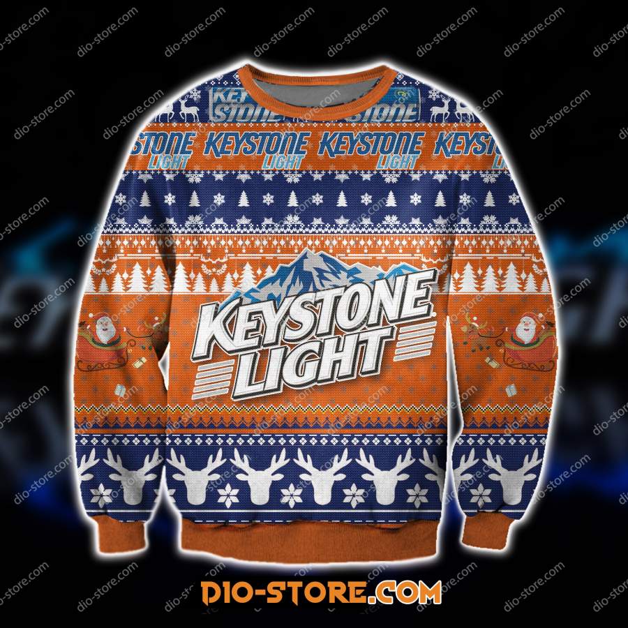 3D ALL OVER PRINT KEYSTONE LIGHT BEER UGLY CHRISTMAS SWEATER 11920201