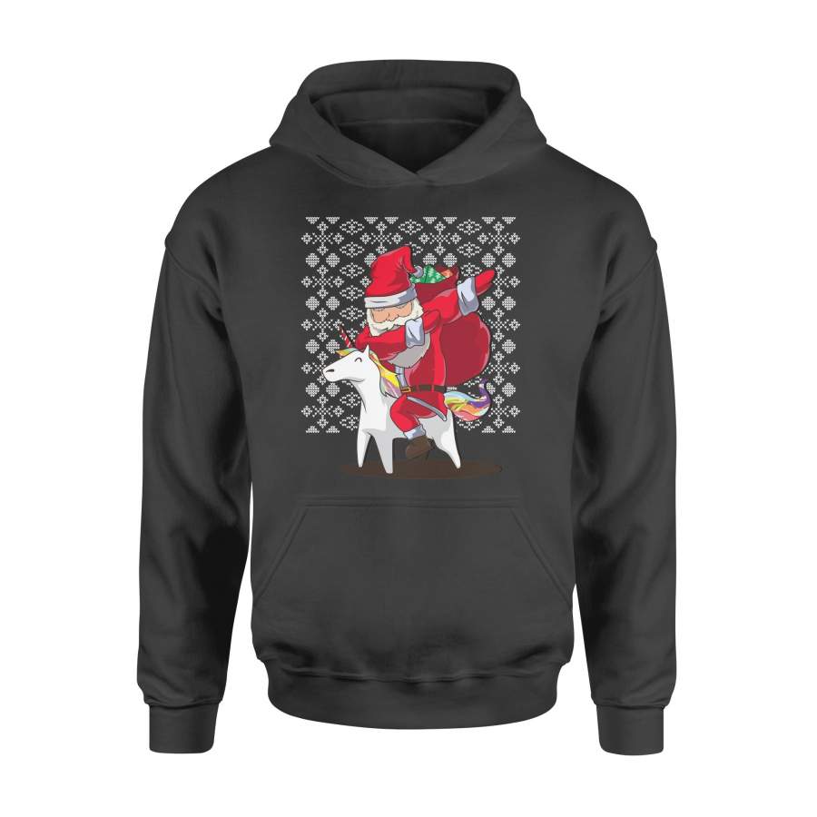 Christmas Gift Idea Santa Claus Carrying Gift Bags Riding A Unicorn In The Snow – Standard Hoodie