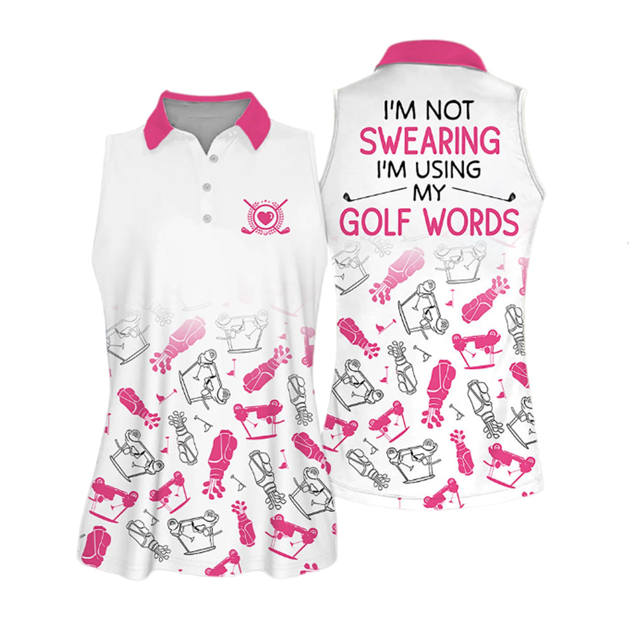 Golf I’M Swearing Pattern Sleeveless Polo Shirt, Gift For Golf Lovers