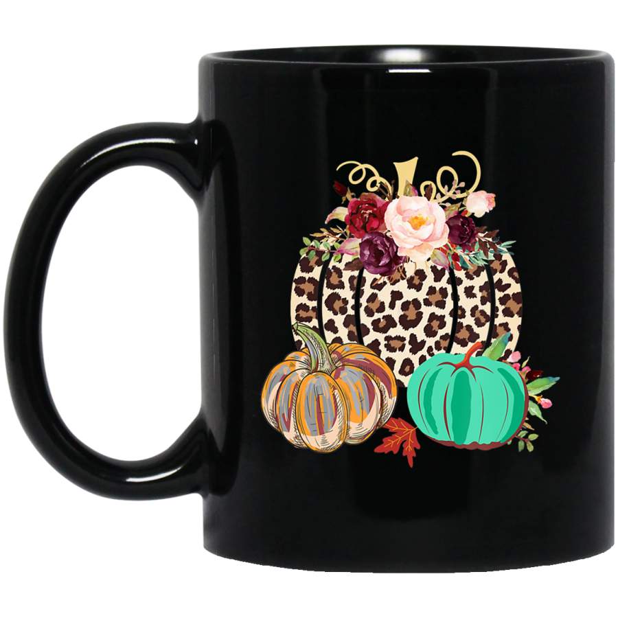 Fall Leopard Cheetah Pumpkin Rustic Halloween Thanksgiving Coffee Mug