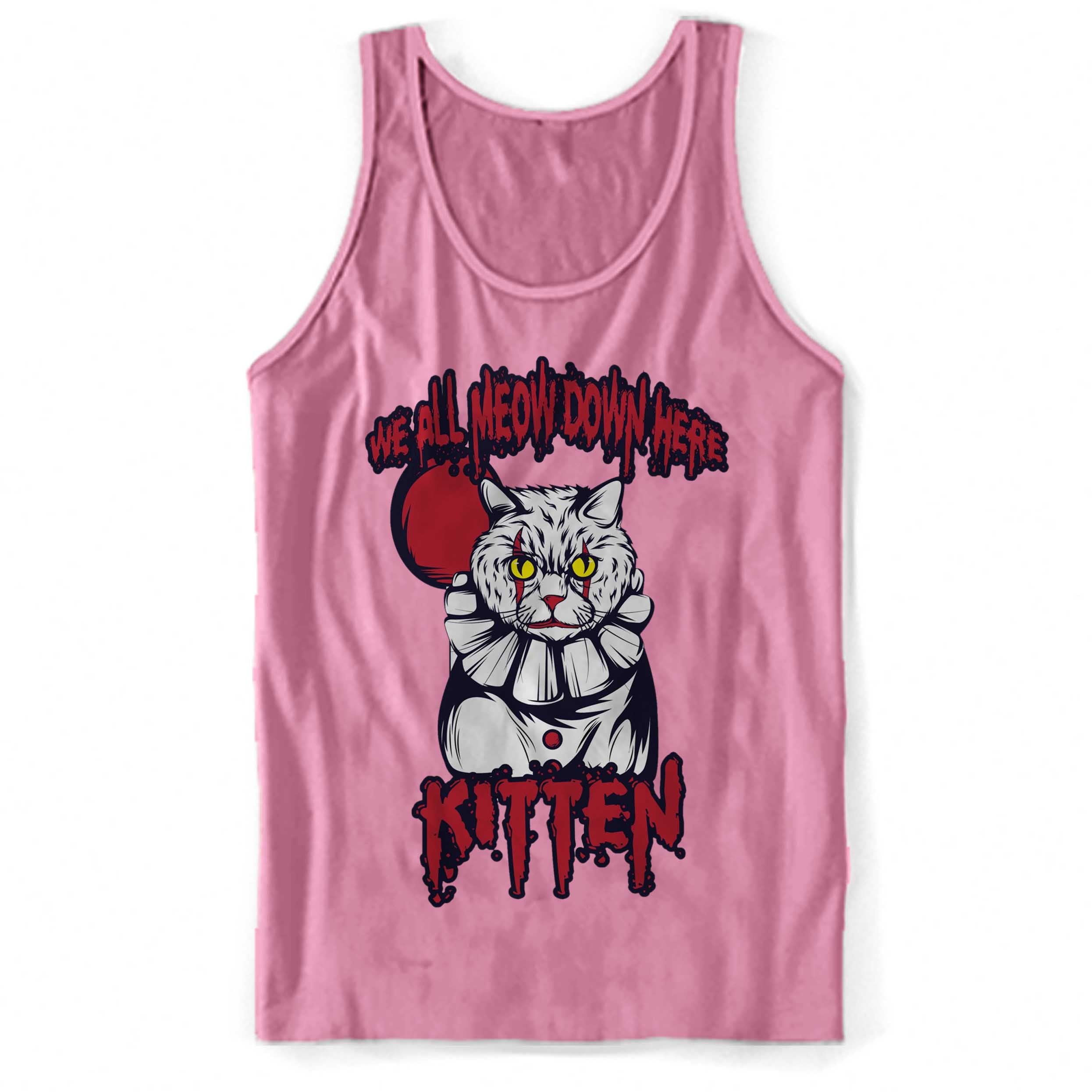 Kitten We All Meow Down Here Halloween Horror Movie Tanktop Women