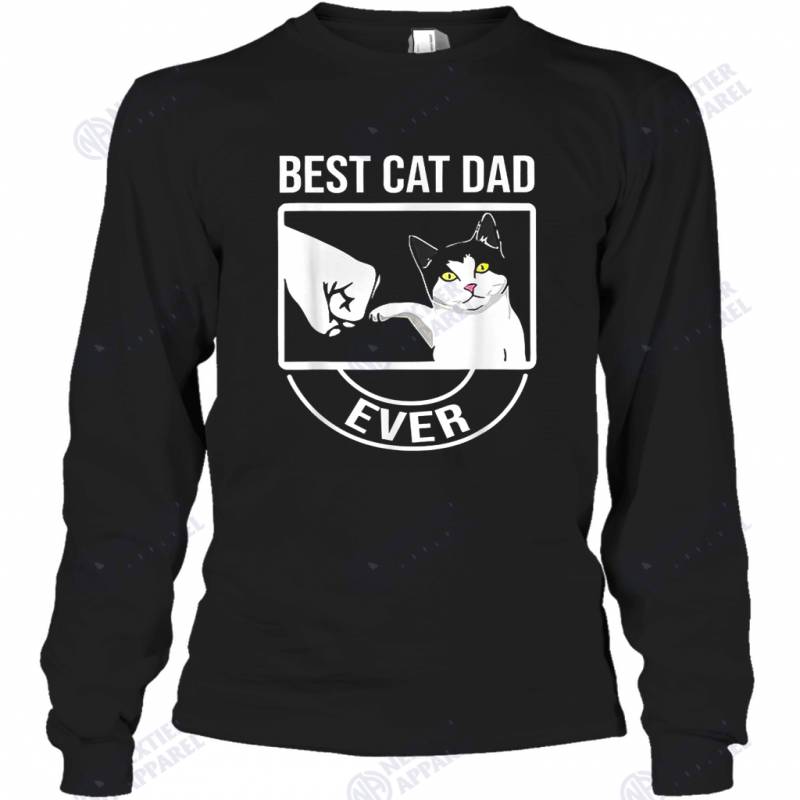 Best Cat Dad Ever Funny Paw Kitten Cat Fist Bump Long Sleeve T-Shirt