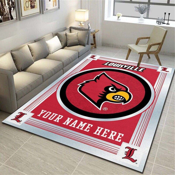 Louisville Cardinals Personalized Rug, Living Room Bedroom Carpet, Customized Floor Decor