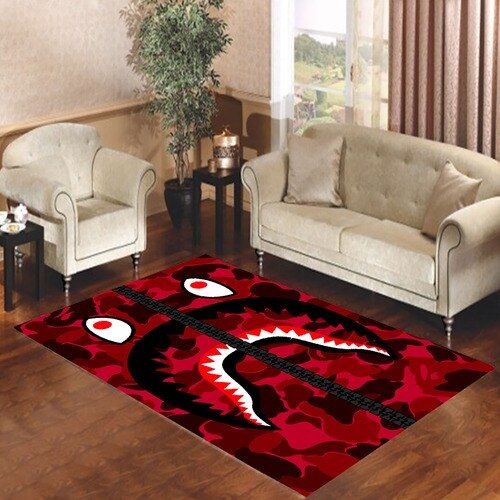 Bape Red Shark New Living Room Carpet Rugs