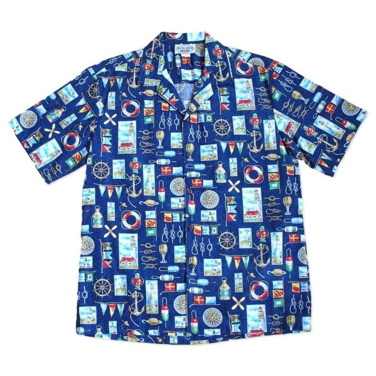 Nautical Blue Hawaii Cotton Shirt Ha75356