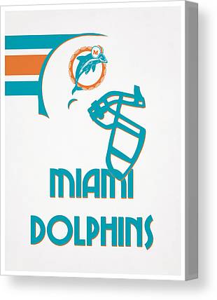 Miami Dolphins Team Vintage Art Joe Hamilton Canvas Print