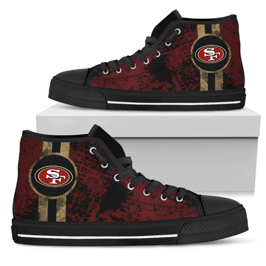 Triple Stripe Bar Dynamic San Francisco 49ers High Top Shoes V1