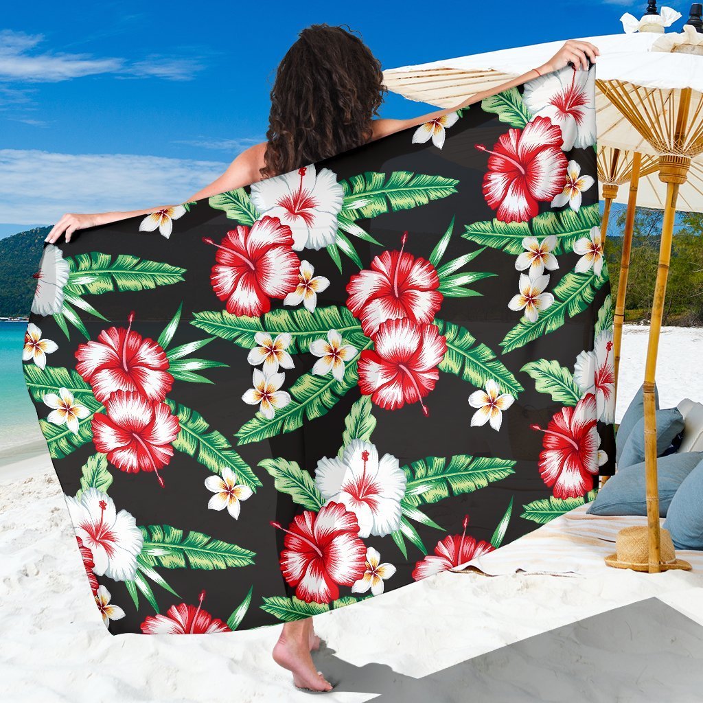 Red White Hawaii Hibiscus Sarong Pareo Wrap Ha56511