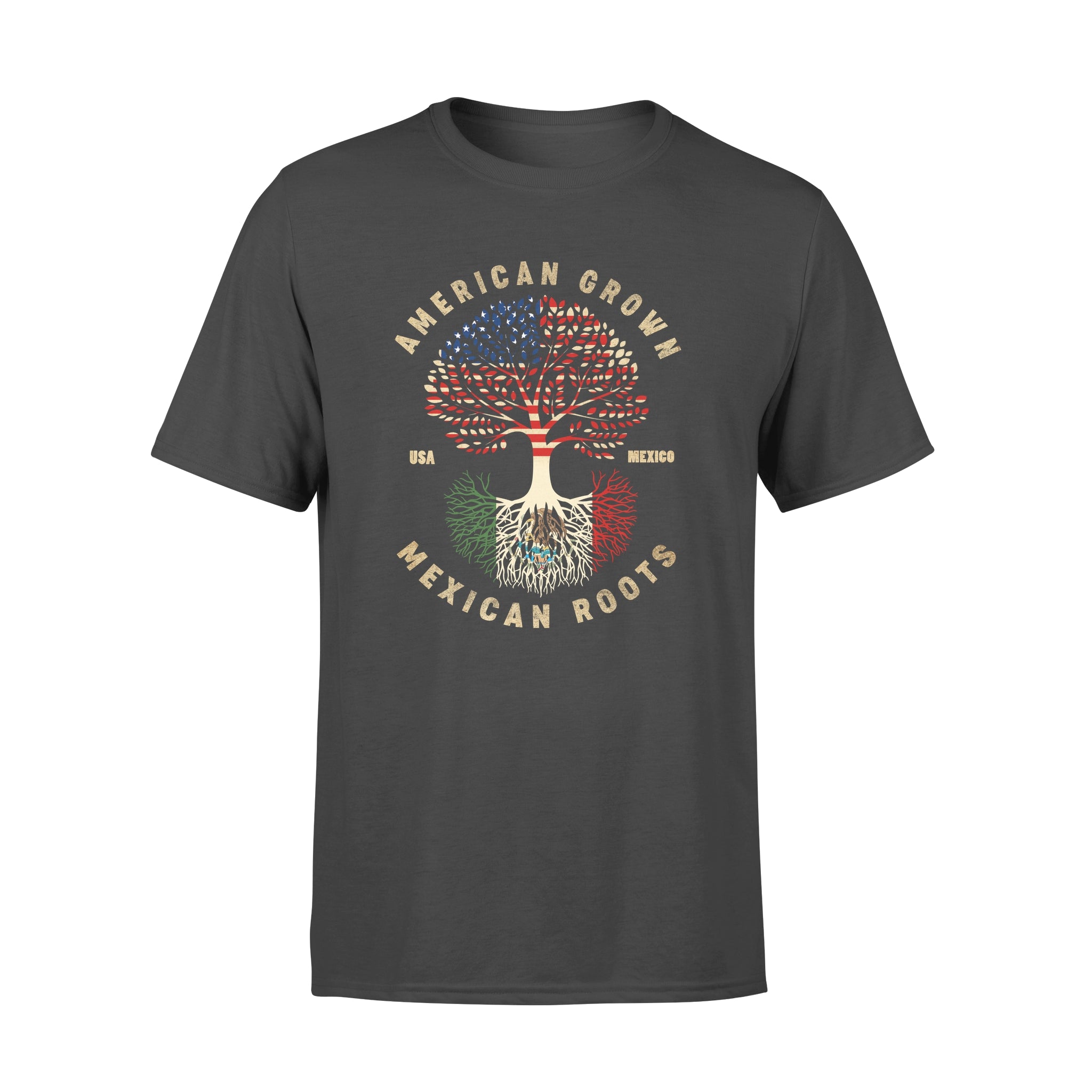 American Grown With American Roots Flag Tree Of Life Gift For Proud Mexican – Premium T-shirt