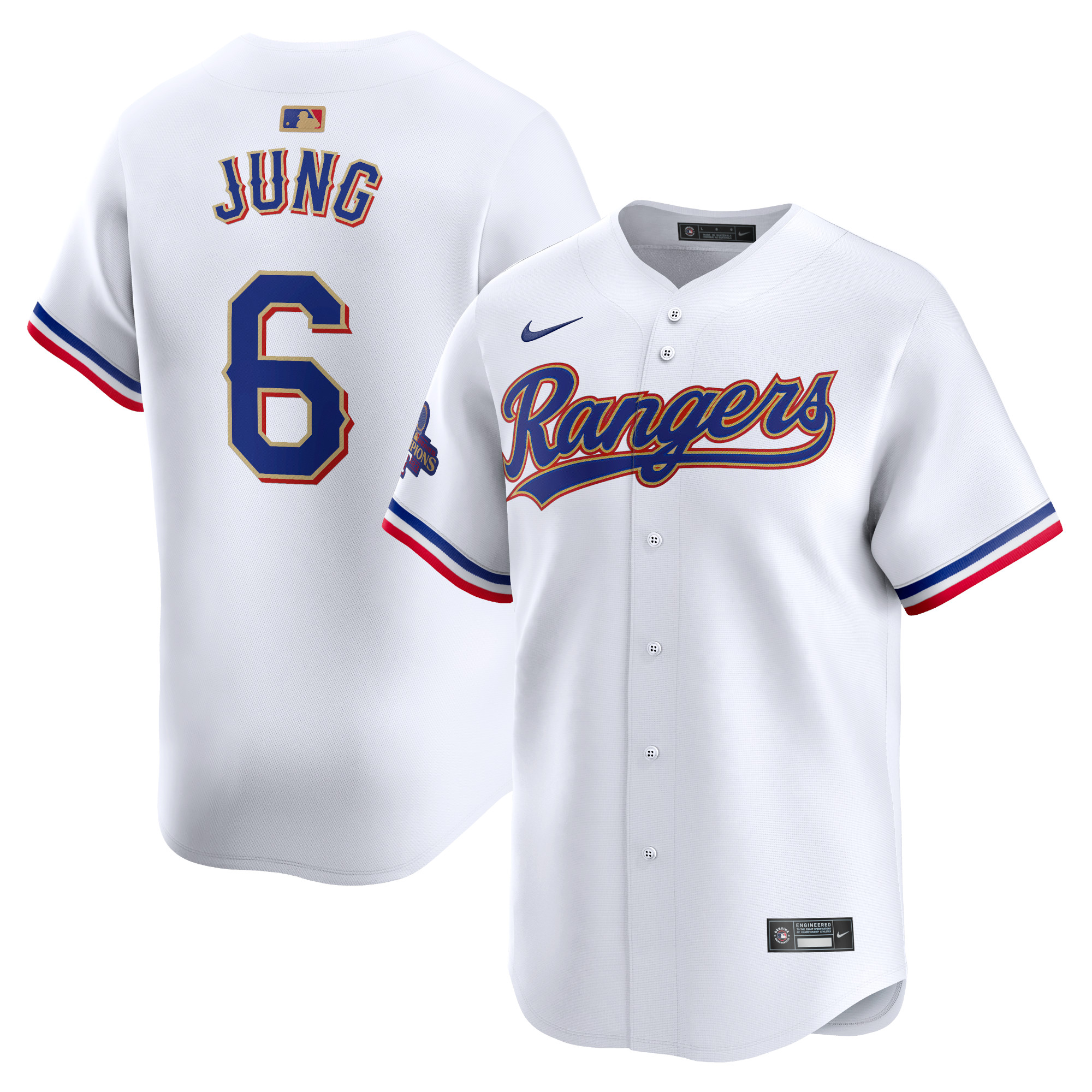 Josh Jung Texas Rangers 2024 Gold Collection Limited Player Jersey  White