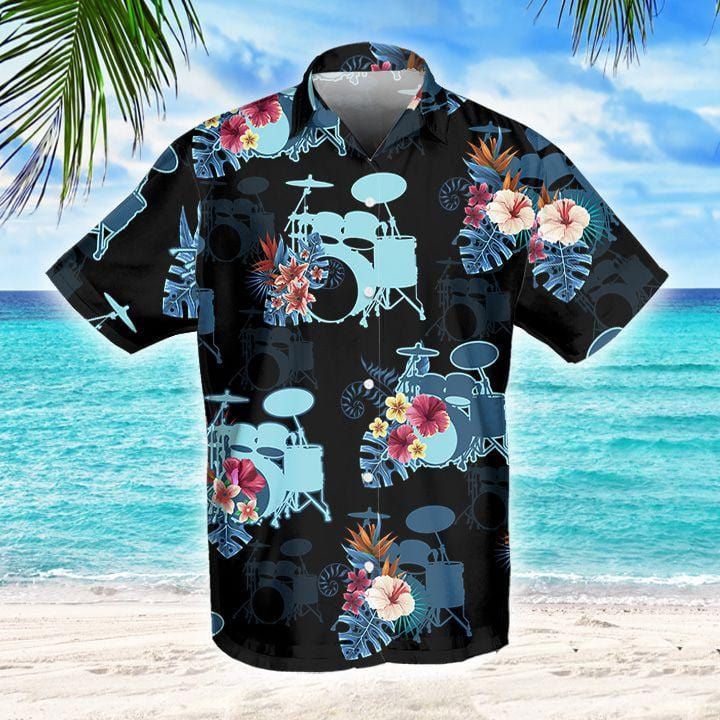 Felacia Awesome Drum Tropical Blue Black Unisex Hawaii Aloha Ha24915