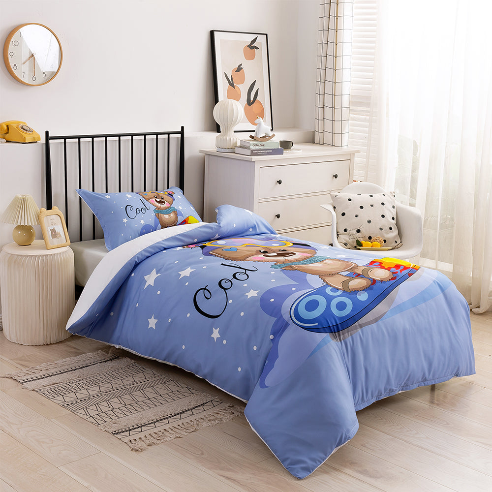 3D Cartoon Animal Bear Blue Quilt Cover Set Bedding Set Duvet Cover Pillowcases 204