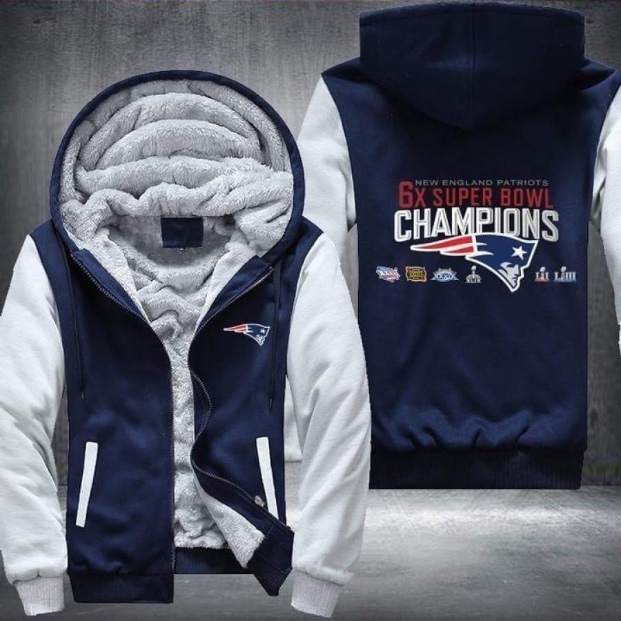 New England Patriots 6X Super Bowl Champions Zip Fleece Hoodie Unisex 3D All Over Print