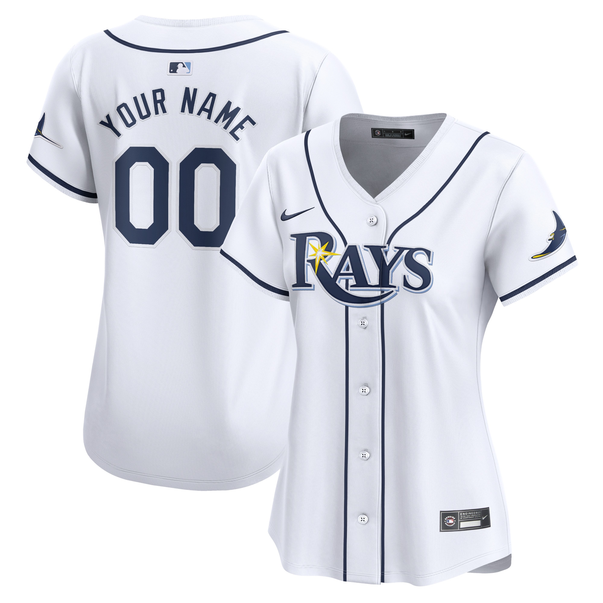 Tampa Bay Rays Women's Home Limited Custom Jersey – White