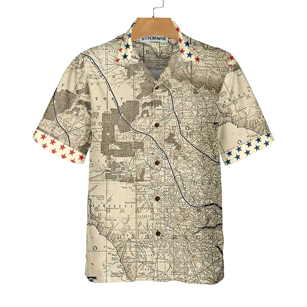 Old Map Of Texas Vintage Hawaii Unique Shirt For Lovers Ha1748