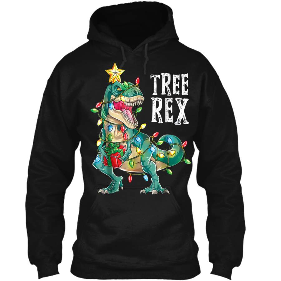 Dinosaur Christmas  Tree Rex Boys Kids Men Pajamas Gift Pullover Hoodie   Christmas Gift Ideas