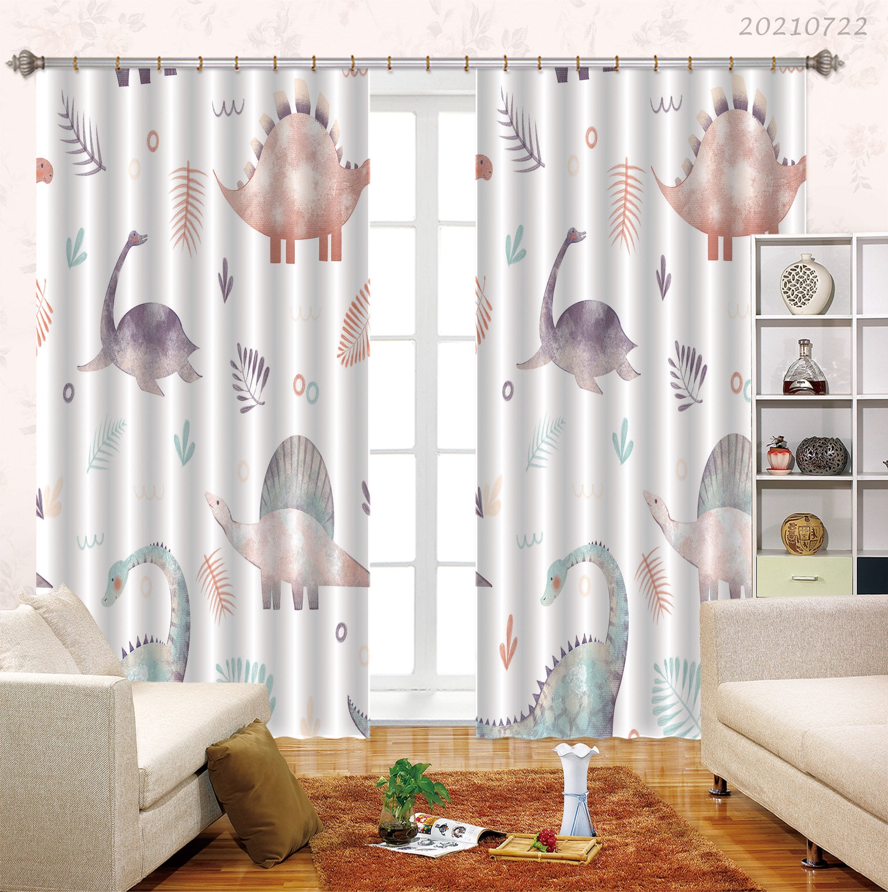 3D Hand Drawn Animal Dinosaur Curtains And Drapes Lqh 457