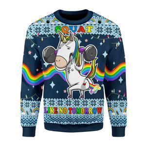 Unicorn Squat Like No Tomorrow Ugly Christmas Sweater | Unisex | Adult | Us3573