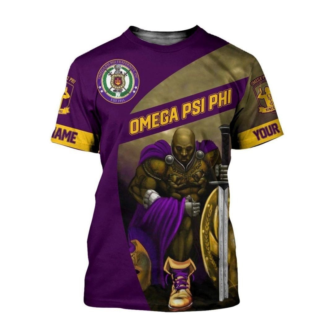 Fraternity Tshirt – Personalized Omega Psi Phi Soldier Crest Tshirt