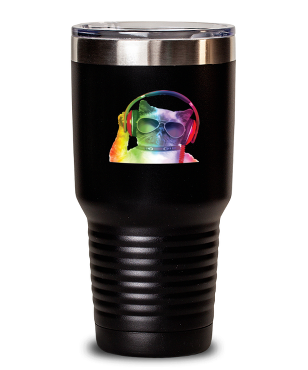 30Oz Tumbler Stainless Steel  Rainbow Music Cat